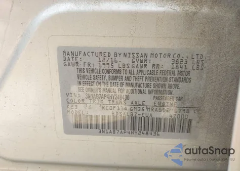2017 Nissan Sentra S from USA, damaged, VIN 3N1AB7AP4HY248436
